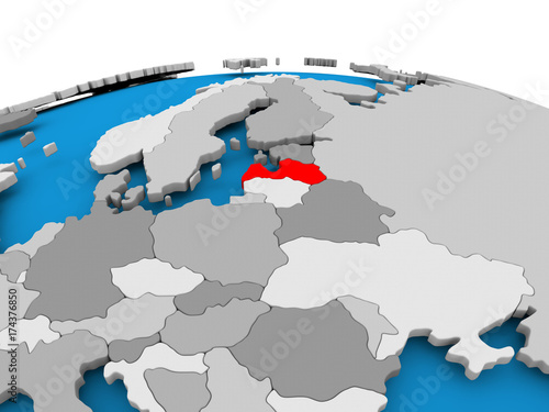 Latvia on political globe