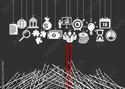 Business Concept. Paper Business Chain. paper chain of various elements. Vector illustration