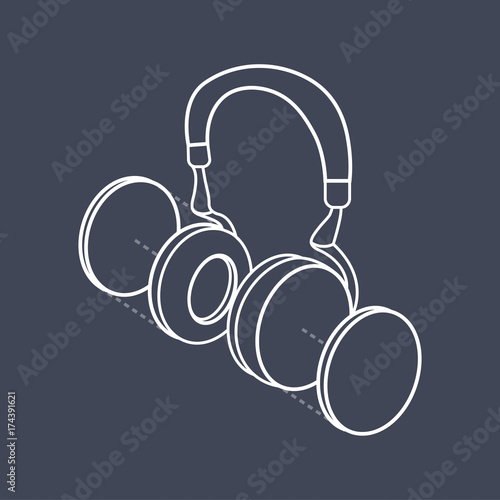 Illustration of headphone isolated on background
