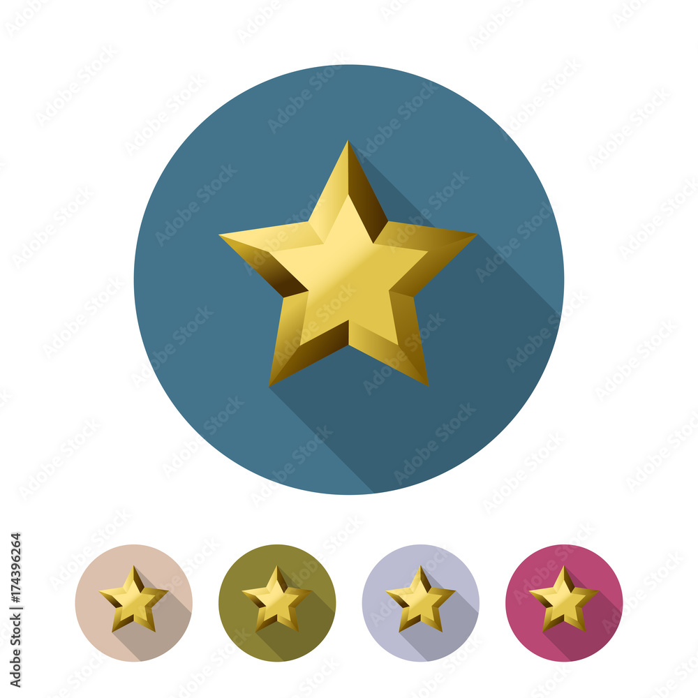 Golden star flat icon set. Vector illustration. Golden star flat icon set. Vector illustration.