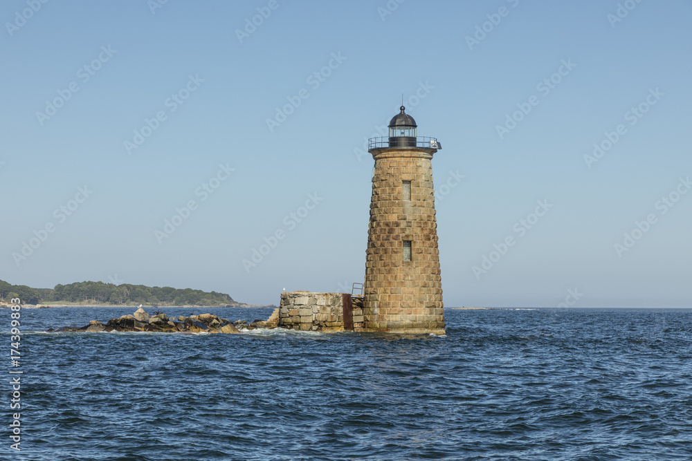Whaleback Lighthouse off the coast of Portsmouth Maine