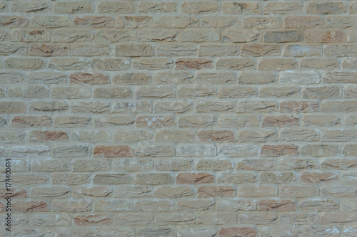 Background of old vintage white brick wall texture
