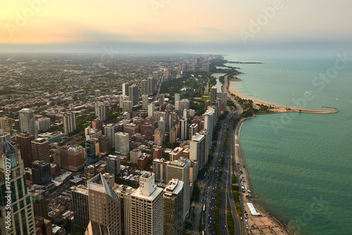 Fototapeta Naklejka Na Ścianę i Meble -  Aerial View of Chicago Downtown from 2017