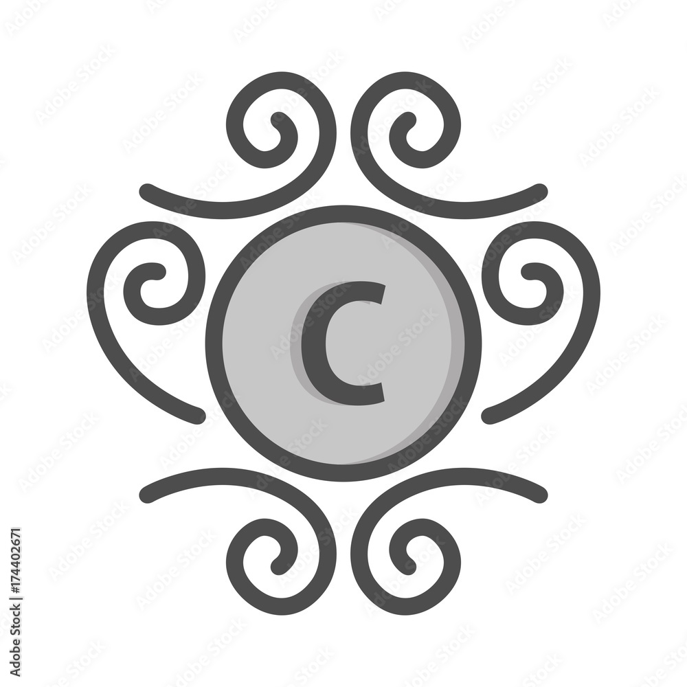 Monogram and identity logo design template with elegant ornament Monogram and identity logo design template with elegant ornament
