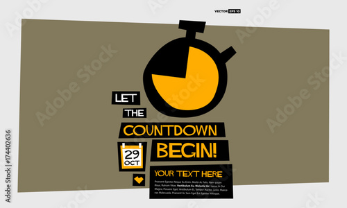 And The Countdown Begins! (Flat Style Vector Illustration Poster Design) with Text Box Template