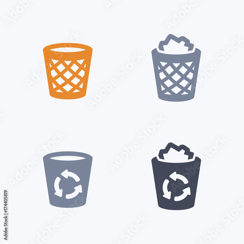 Recycle Bins - Carbon Icons. A set of 4 professional, pixel-aligned icons designed on a 32 x 32 pixel grid.