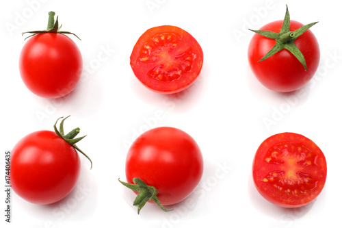 slice of tomato isolated on white background. top view