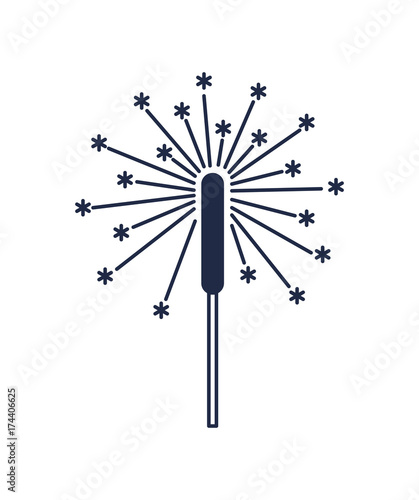 Christmas sparkler isolated vector icon. Merry christmas and happy new year symbol illustration.