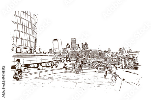 Sketch of London, the capital of England and the United Kingdom in vector illustration.