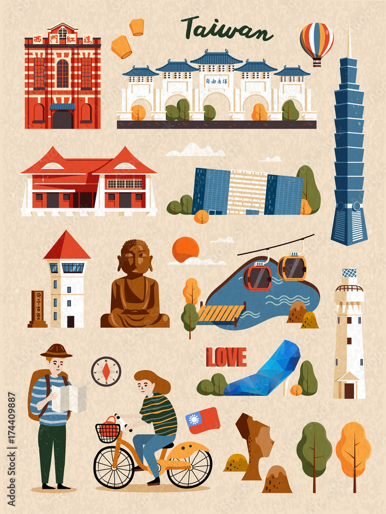 Obraz premium Taiwan Attraction Set
