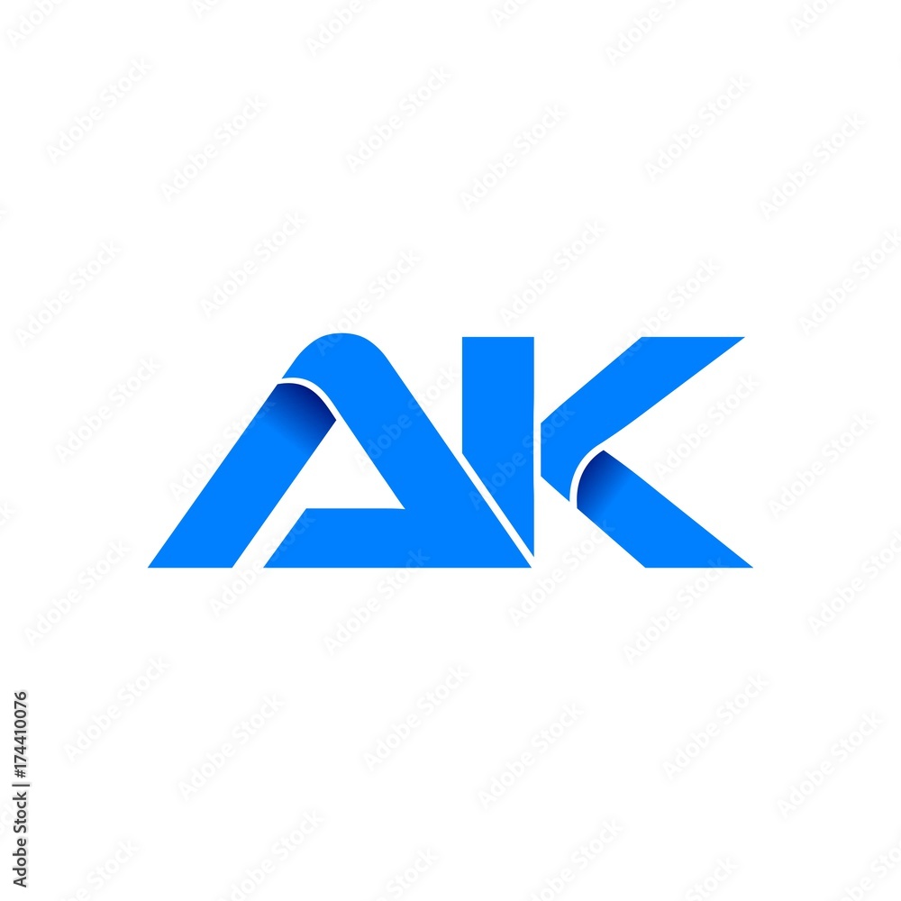 ak logo initial logo vector modern blue fold style Stock Vector | Adobe