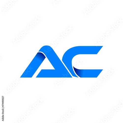 ac logo initial logo vector modern blue fold style