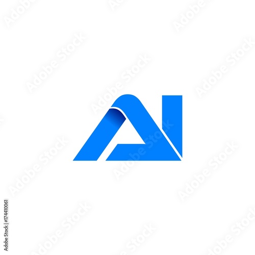 ai logo initial logo vector modern blue fold style