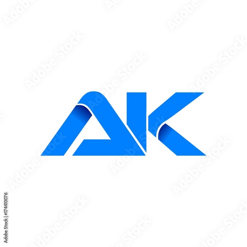 Free Download ak logo initial logo vector modern blue fold style - GFXLoad