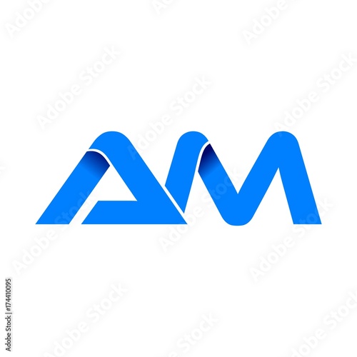 am logo initial logo vector modern blue fold style