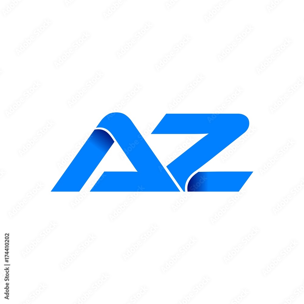 az logo initial logo vector modern blue fold style az logo initial logo vector modern blue fold style
