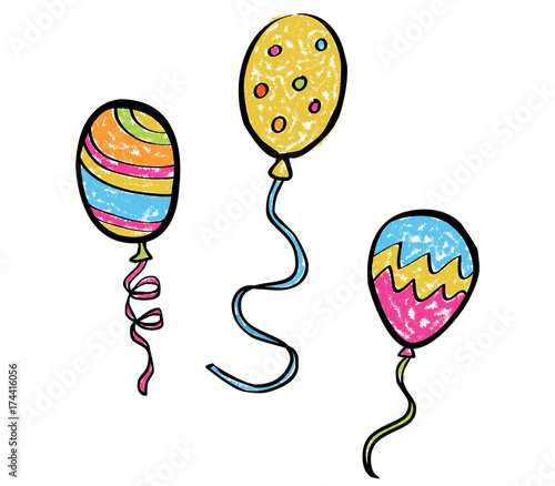 Set: Bunte Luftballons / Kreidezeichnung, Vektor, freigestellt
