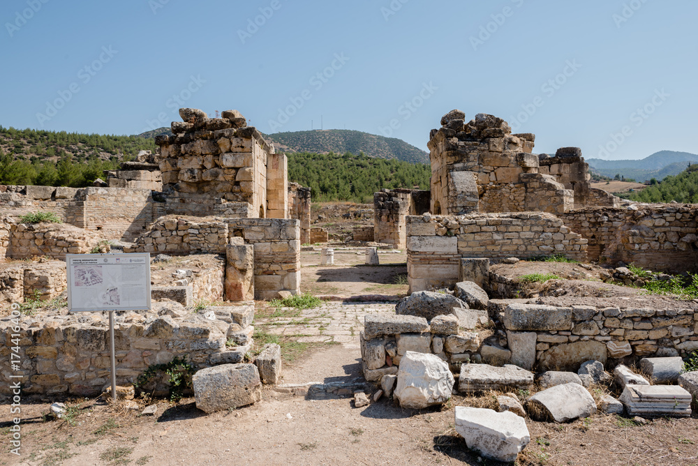 Martyrion of Saint Philip, ancient ruins in Hierapolis, Pamukkale, Turkey. UNESCO World Heritage.