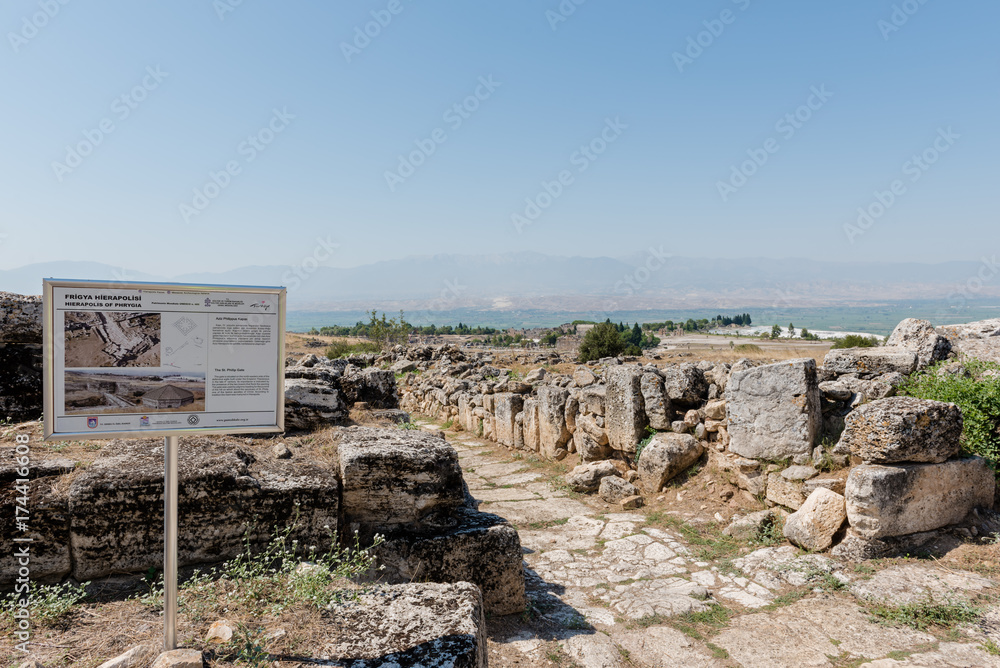 The St. Philip Gate in Hierapolis, Pamukkale, Turkey. UNESCO World Heritage.25 August 2017.