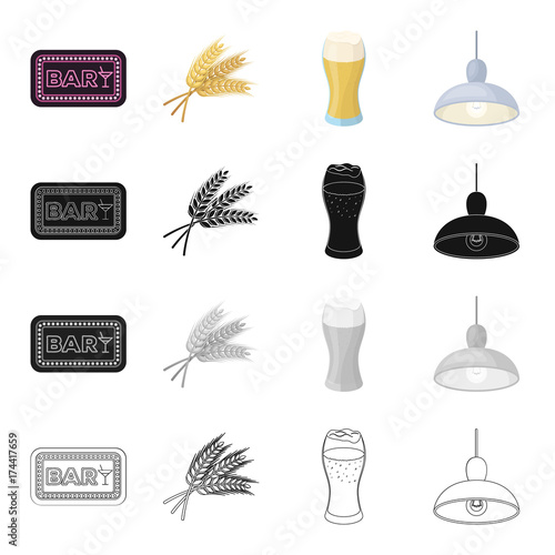 Barrom, lighting, bar and other web icon in cartoon style.Cocktail, cream, lamp, icons in set collection.