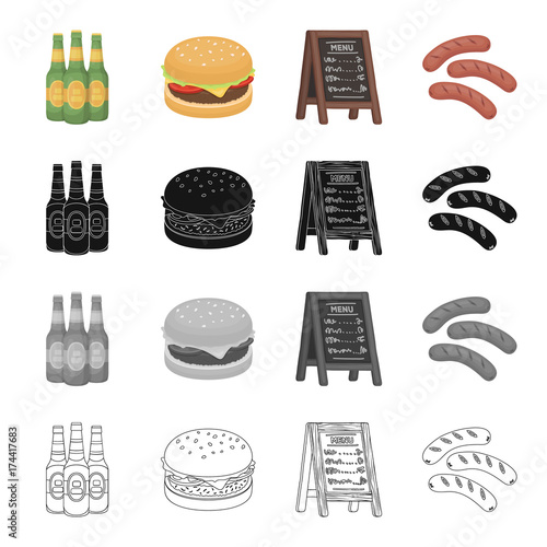 Tavern, food, Recreation and other web icon in cartoon style.Stand, tree, sausages, icons in set collection.