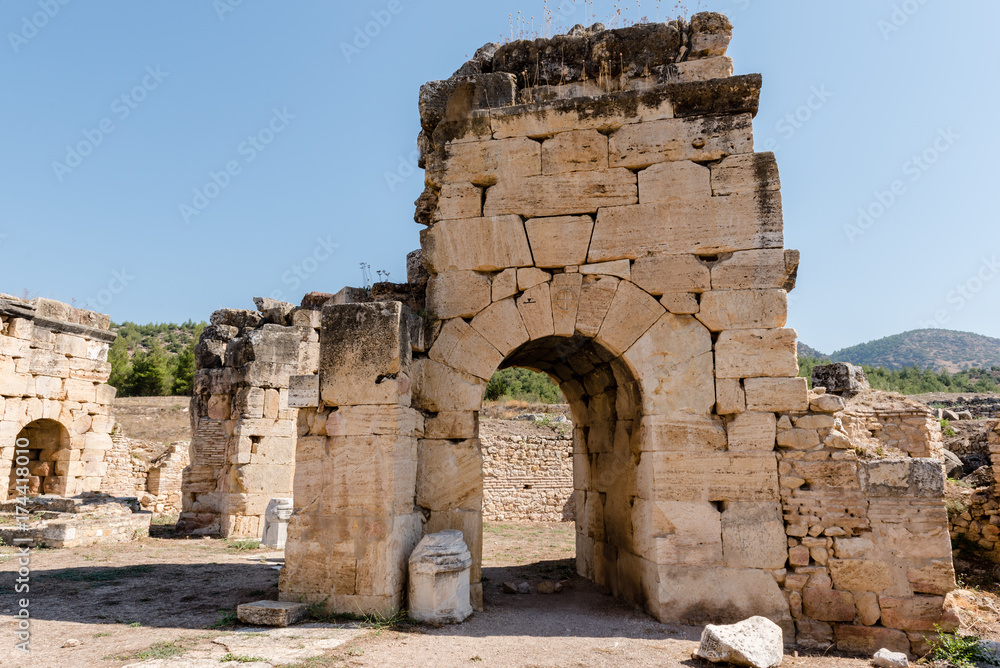 Martyrion of Saint Philip, ancient ruins in Hierapolis, Pamukkale, Turkey. UNESCO World Heritage.