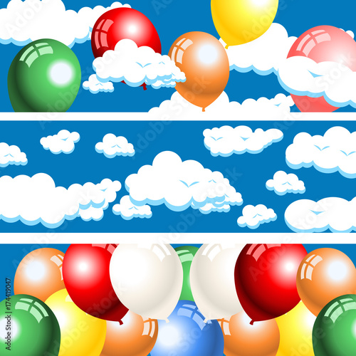 Clouds and balloons banners