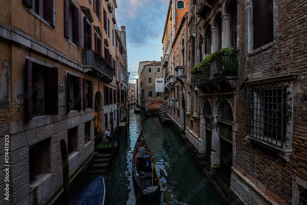 VENICE, ITALY – SEPTEMBER 18: Venice city in Italy. Canals, buildings and boats. Travel (vacation) concept. On September 18 in Venice, Italy