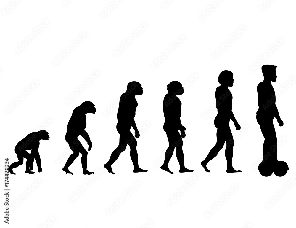 Evolution theory from monkey to man on Scooter