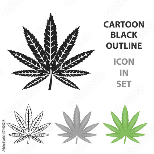 Marijuana leaf icon in cartoon style isolated on white background. Drugs symbol stock vector illustration.
