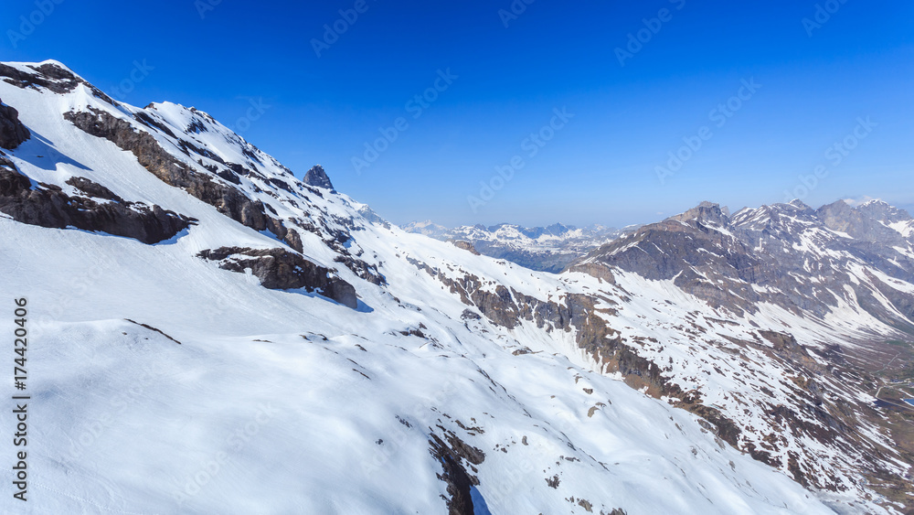 The snow mountain range mountain range from the Titlis is a mountain.