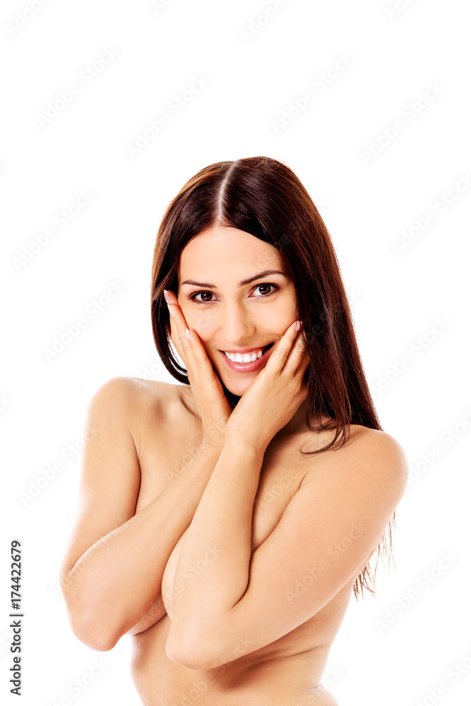 Fototapeta premium Young nude woman sitting on the floor