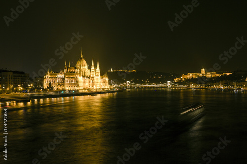 Hungarian Parliament Building by night