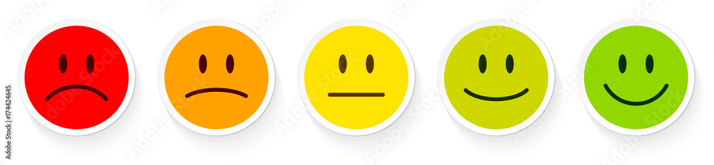 5 Mood Faces Color Bad To Good 5 Mood Faces Color Bad To Good