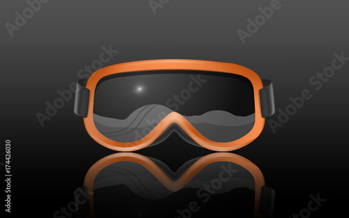 Ski goggles collection. Skiing or snowboarding face protection glasses vector icon.