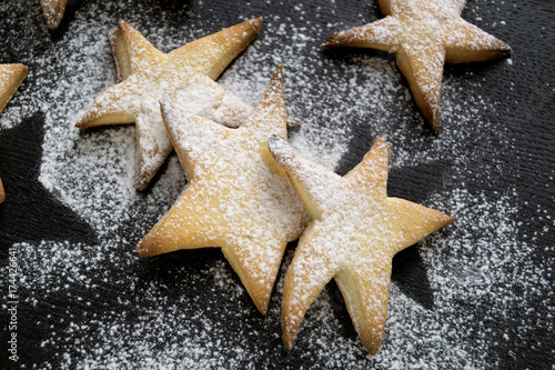 Homemade cookies in the shape of stars.
