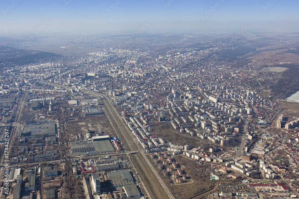 Iasi city seen from airplane. Romania