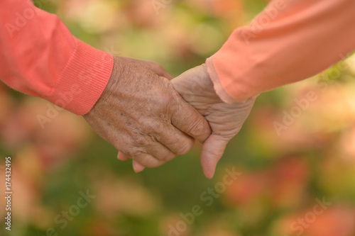 Elderly couple holding hands © aletia2011