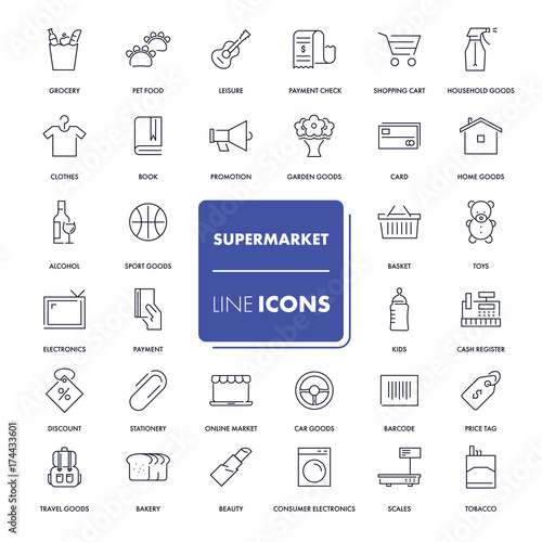 Line icons set. Supermarket 