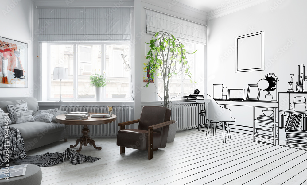 Möbliertes Wohnzimmer (Plan) Möbliertes Wohnzimmer (Plan)