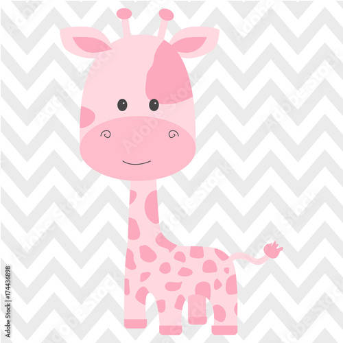 Photography Cute pink giraffe isolated in vector