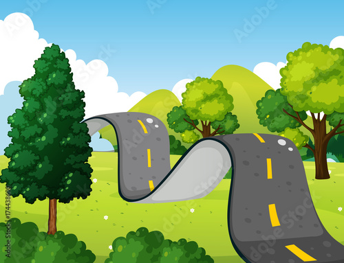 Scene with bumpy road in the park