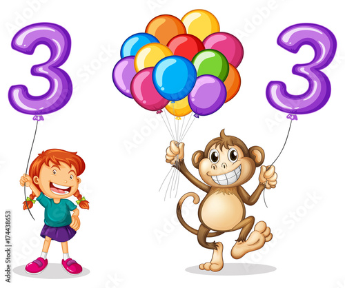 Girl and monkey with balloon number three © GraphicsRF