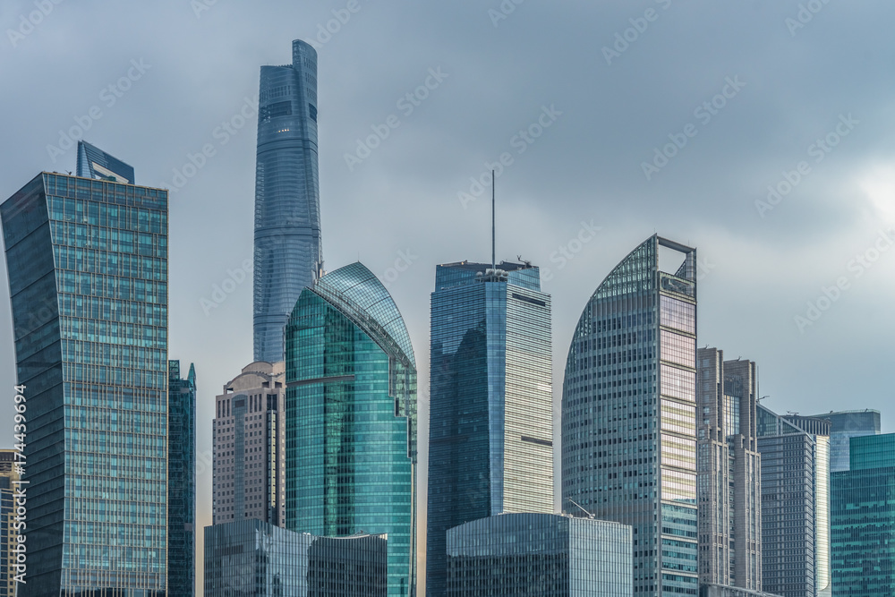 Shanghai skyline, Shanghai downtown district in China.