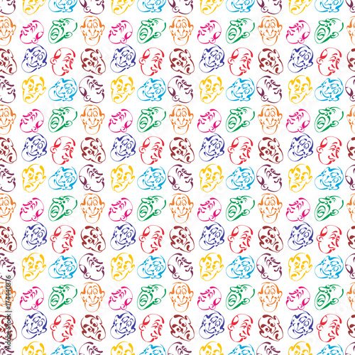 face emotion hand drawn pattern background