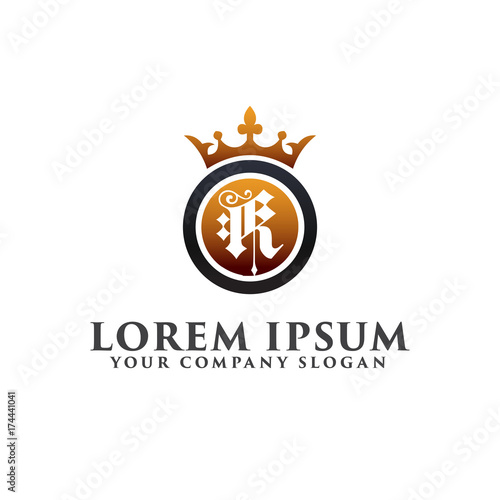 Luxury Letter K with crown Logo design concept template
