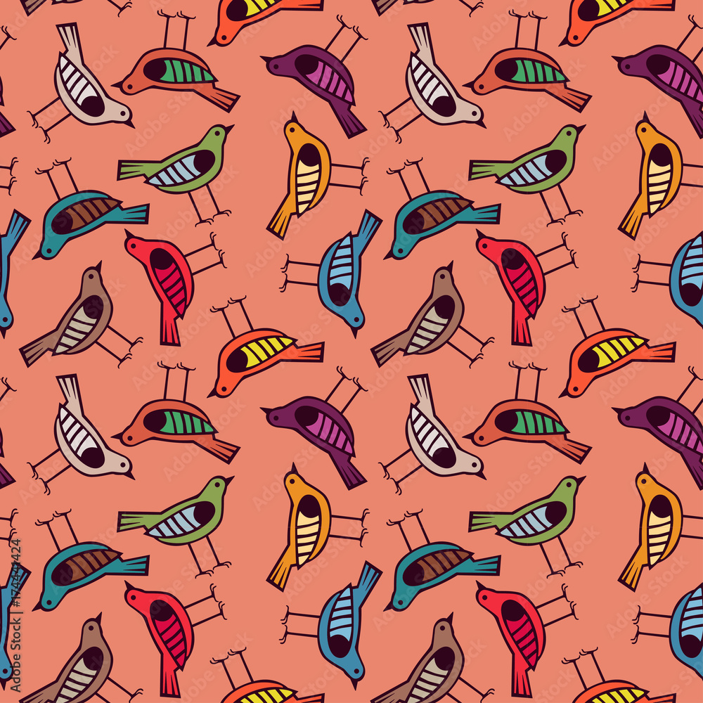 Fototapeta premium bird hand drawn pattern background