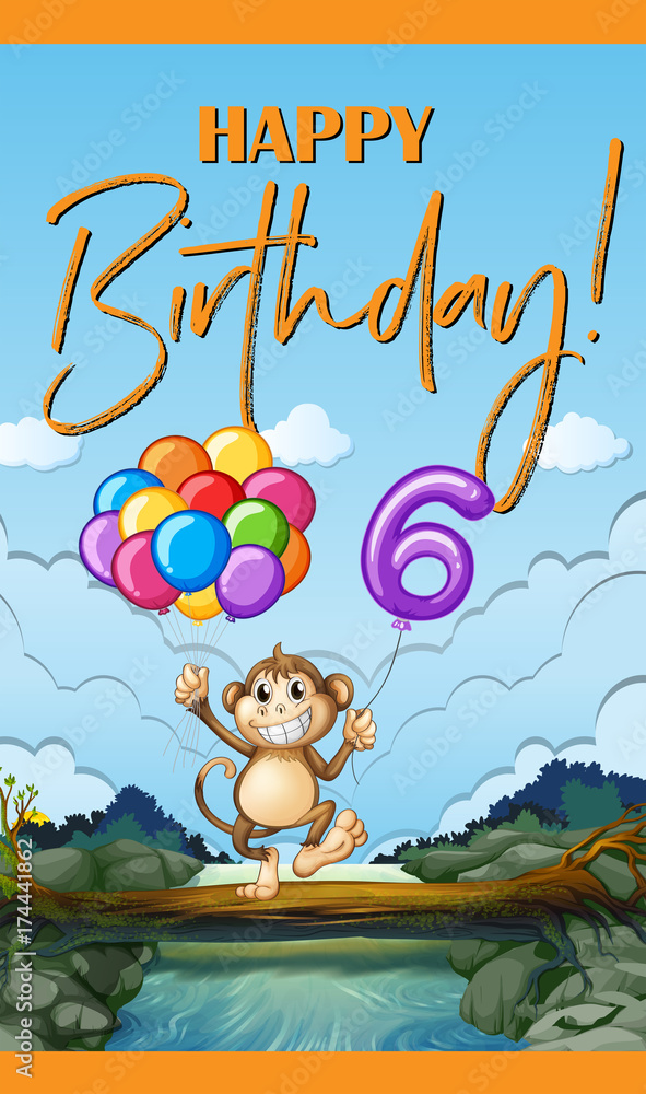 Obraz premium Birthday card for six years old