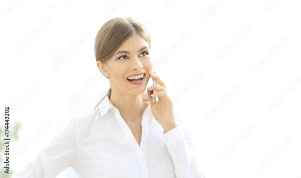 closeup of business woman talking on the phone. closeup of business woman talking on the phone.