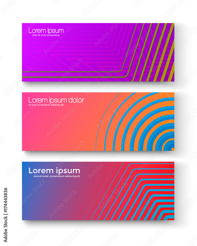 Set of colorful banners. Set of different bright geometric banners in vector graphic.